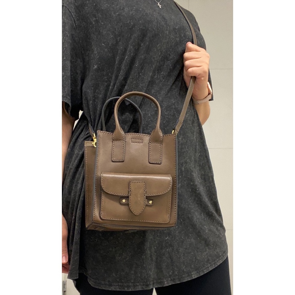 FRYE CASEY MINI LEATHER TOTE CHARCOAL